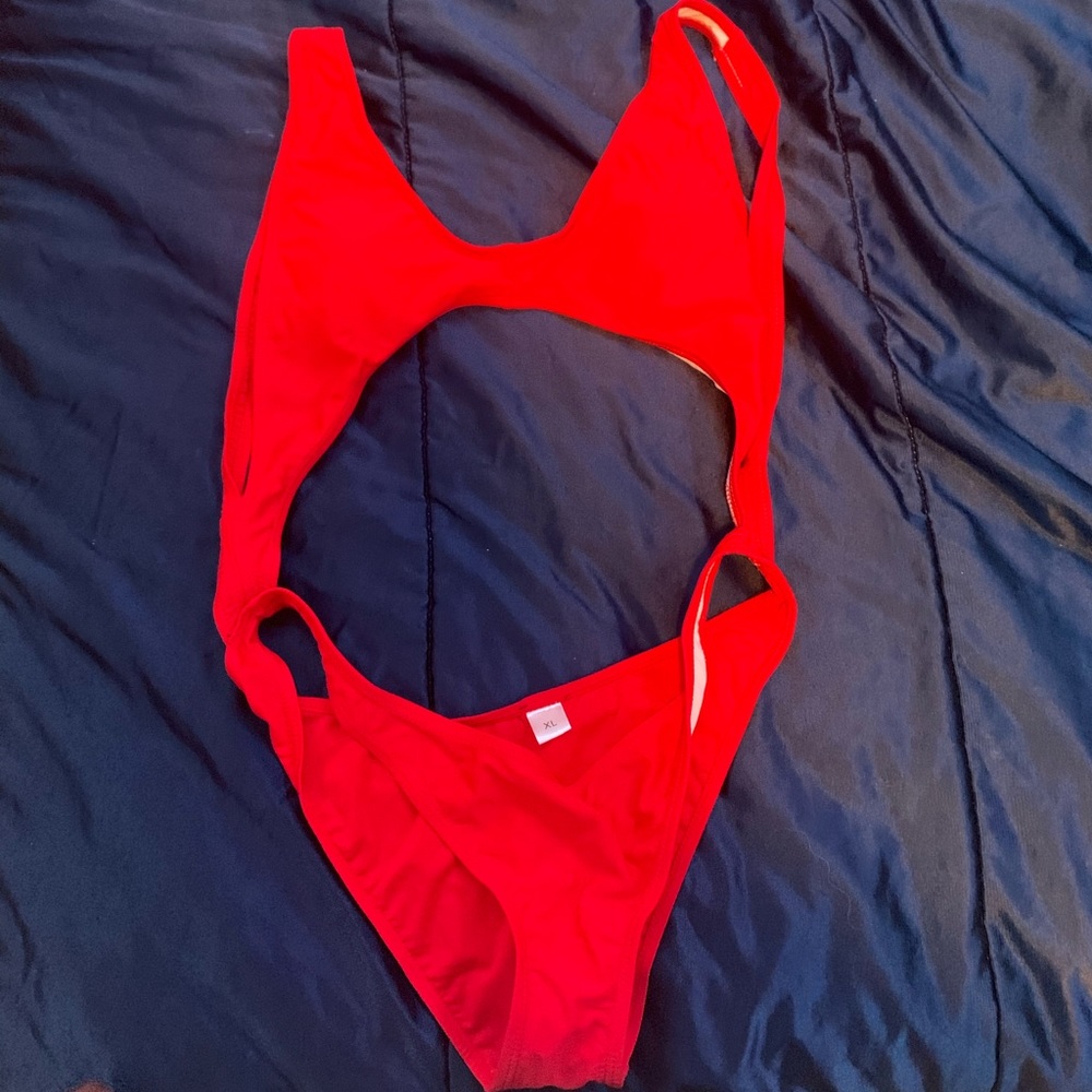 Red bikini one piece